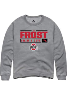 TJ Frost Rally Mens Graphite Ohio State Buckeyes NIL Stacked Box Crew Sweatshirt