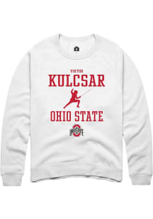 Viktor Kulcsar Rally Mens White Ohio State Buckeyes NIL Sport Icon Crew Sweatshirt