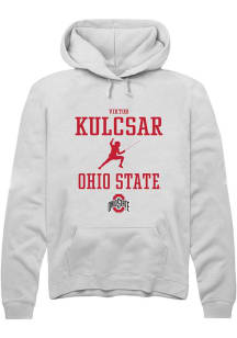 Viktor Kulcsar Rally Mens White Ohio State Buckeyes NIL Sport Icon Hooded Sweatshirt