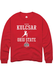 Viktor Kulcsar Rally Mens Red Ohio State Buckeyes NIL Sport Icon Crew Sweatshirt