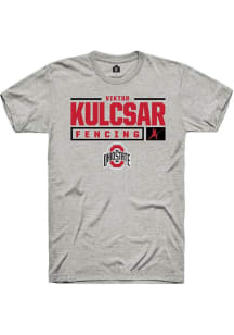 Viktor Kulcsar Ash Ohio State Buckeyes NIL Stacked Box Short Sleeve T Shirt