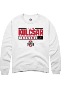 Viktor Kulcsar Rally Mens White Ohio State Buckeyes NIL Stacked Box Crew Sweatshirt