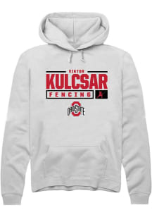 Viktor Kulcsar Rally Mens White Ohio State Buckeyes NIL Stacked Box Hooded Sweatshirt