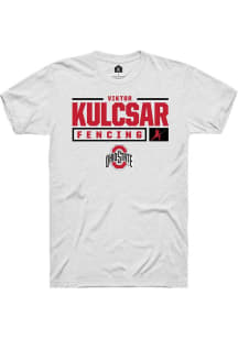 Viktor Kulcsar White Ohio State Buckeyes NIL Stacked Box Short Sleeve T Shirt