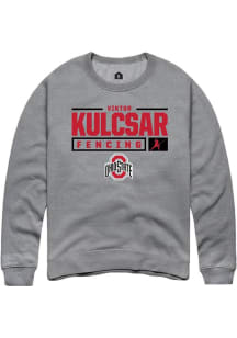 Viktor Kulcsar Rally Mens Graphite Ohio State Buckeyes NIL Stacked Box Crew Sweatshirt