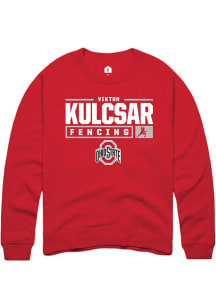 Viktor Kulcsar Rally Mens Red Ohio State Buckeyes NIL Stacked Box Crew Sweatshirt