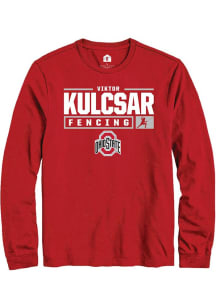 Viktor Kulcsar Rally Mens Red Ohio State Buckeyes NIL Stacked Box Tee