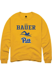 Alex Bauer Rally Mens Gold Pitt Panthers NIL Sport Icon Crew Sweatshirt