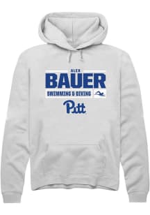 Alex Bauer Rally Mens White Pitt Panthers NIL Stacked Box Hooded Sweatshirt