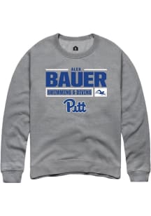 Alex Bauer Rally Mens Graphite Pitt Panthers NIL Stacked Box Crew Sweatshirt