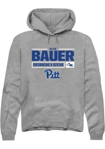 Alex Bauer Rally Mens Graphite Pitt Panthers NIL Stacked Box Hooded Sweatshirt