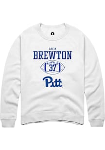 Davin Brewton  Rally Pitt Panthers Mens White NIL Sport Icon Long Sleeve Crew Sweatshirt