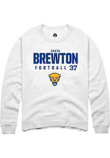 Davin Brewton  Rally Pitt Panthers Mens White NIL Stacked Box Long Sleeve Crew Sweatshirt