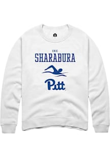 Eric Sharabura  Rally Pitt Panthers Mens White NIL Sport Icon Long Sleeve Crew Sweatshirt