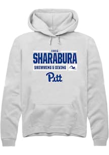 Eric Sharabura  Rally Pitt Panthers Mens White NIL Stacked Box Long Sleeve Hoodie