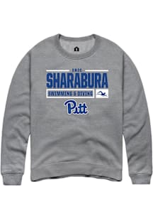 Eric Sharabura  Rally Pitt Panthers Mens Graphite NIL Stacked Box Long Sleeve Crew Sweatshirt
