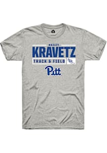 Hailey Kravetz  Pitt Panthers Ash Rally NIL Stacked Box Short Sleeve T Shirt