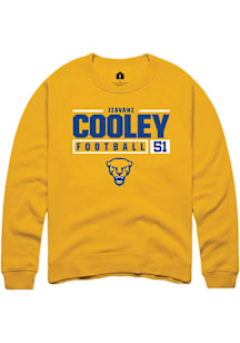 Jiavani Cooley  Rally Pitt Panthers Mens Gold NIL Stacked Box Long Sleeve Crew Sweatshirt