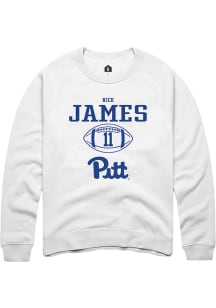 Nick James Rally Mens White Pitt Panthers NIL Sport Icon Crew Sweatshirt