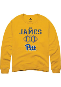 Nick James Rally Mens Gold Pitt Panthers NIL Sport Icon Crew Sweatshirt