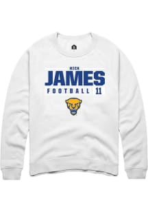 Nick James Rally Mens White Pitt Panthers NIL Stacked Box Crew Sweatshirt