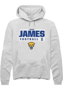 Nick James Rally Mens White Pitt Panthers NIL Stacked Box Hooded Sweatshirt