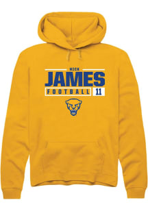 Nick James Rally Mens Gold Pitt Panthers NIL Stacked Box Hooded Sweatshirt