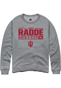 Joseph Radde Rally Mens Graphite Indiana Hoosiers NIL Stacked Box Crew Sweatshirt