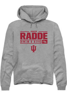 Joseph Radde Rally Mens Graphite Indiana Hoosiers NIL Stacked Box Hooded Sweatshirt