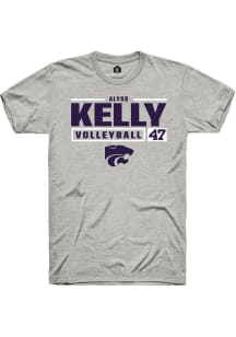 Alyss Kelly Ash K-State Wildcats NIL Stacked Box Short Sleeve T Shirt