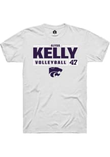 Alyss Kelly White K-State Wildcats NIL Stacked Box Short Sleeve T Shirt