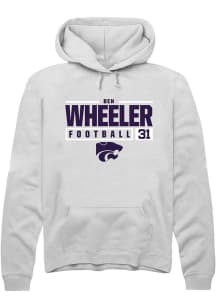 Ben Wheeler Rally Mens White K-State Wildcats NIL Stacked Box Hooded Sweatshirt