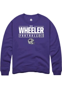 Ben Wheeler Rally Mens Purple K-State Wildcats NIL Stacked Box Crew Sweatshirt