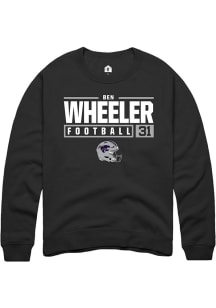 Ben Wheeler Rally Mens Black K-State Wildcats NIL Stacked Box Crew Sweatshirt