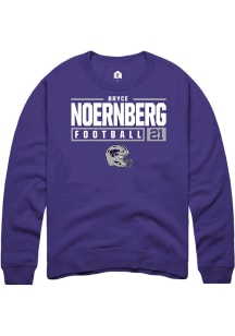 Bryce Noernberg Rally Mens Purple K-State Wildcats NIL Stacked Box Crew Sweatshirt