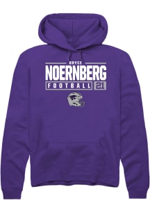 Bryce Noernberg Rally Mens Purple K-State Wildcats NIL Stacked Box Hooded Sweatshirt