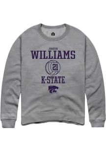 Jordyn Williams Rally Mens Graphite K-State Wildcats NIL Sport Icon Crew Sweatshirt