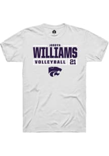 Jordyn Williams White K-State Wildcats NIL Stacked Box Short Sleeve T Shirt