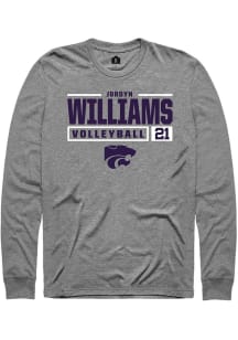 Jordyn Williams Rally Mens Graphite K-State Wildcats NIL Stacked Box Tee