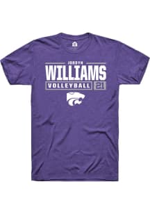 Jordyn Williams Purple K-State Wildcats NIL Stacked Box Short Sleeve T Shirt