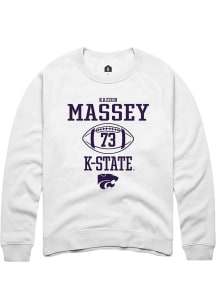 Kaedin Massey Rally Mens White K-State Wildcats NIL Sport Icon Crew Sweatshirt