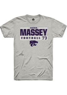 Kaedin Massey Ash K-State Wildcats NIL Stacked Box Short Sleeve T Shirt