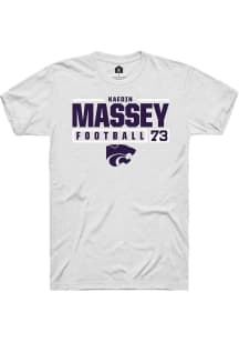 Kaedin Massey White K-State Wildcats NIL Stacked Box Short Sleeve T Shirt