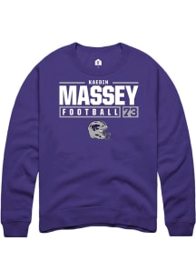 Kaedin Massey Rally Mens Purple K-State Wildcats NIL Stacked Box Crew Sweatshirt