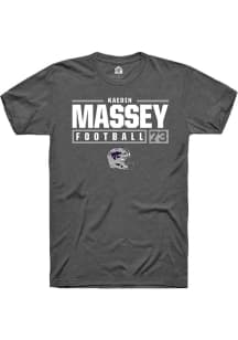 Kaedin Massey Dark Grey K-State Wildcats NIL Stacked Box Short Sleeve T Shirt