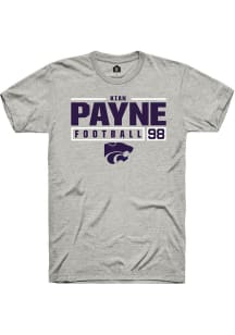 Kian Payne Ash K-State Wildcats NIL Stacked Box Short Sleeve T Shirt