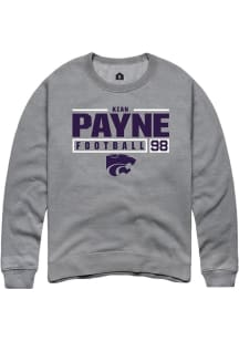 Kian Payne Rally Mens Graphite K-State Wildcats NIL Stacked Box Crew Sweatshirt