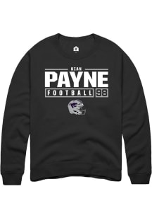 Kian Payne Rally Mens Black K-State Wildcats NIL Stacked Box Crew Sweatshirt