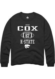 Logan Cox Rally Mens Black K-State Wildcats NIL Sport Icon Crew Sweatshirt