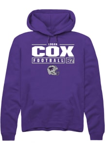Logan Cox Rally Mens Purple K-State Wildcats NIL Stacked Box Hooded Sweatshirt